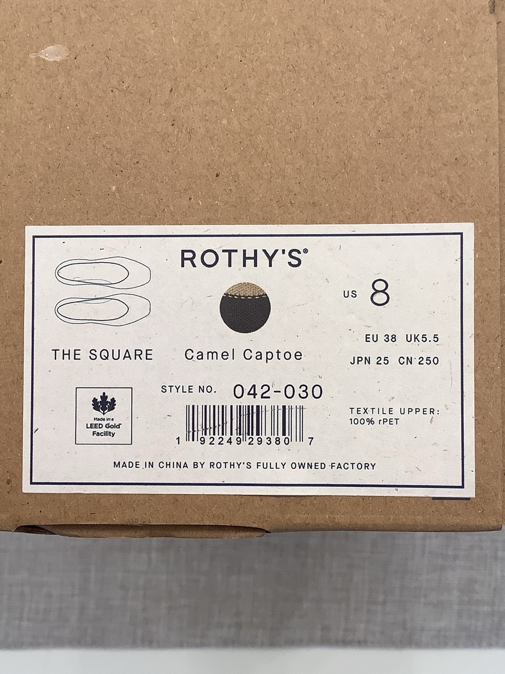 Rothy's Two-Tone Tan and Black Cap-Toe Ballet Flats, size 8 - Picture 10 of 10